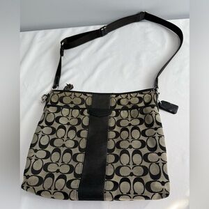 Coach Signature Black and Tan Crossbody Bag